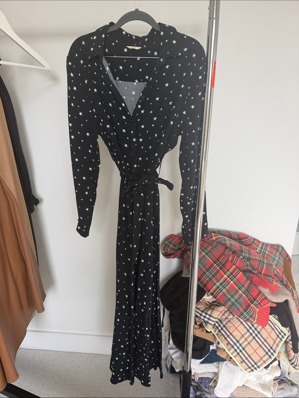 Black Star Print Wrap Maxi Dress - Women's